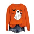 thumbnail image 4 of Alllist Halloween Fall Winter Tops for Women 2026 Crew Neck Long Sleeve Orange Sweatshirt Relaxed Fit Ghost Bat Refined Tops Orange,Xl, 4 of 4