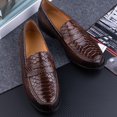 thumbnail image 3 of Snake Pattern Leather Loafers Slip on Daily Casual Shoes Comfortable PU Lining New Trend Handmade Footwear Brown 12, 3 of 5