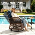 thumbnail image 4 of 3 Pieces Patio Furniture Set, Outdoor Swivel Chairs Set with Table, Rattan Swivel Rocker Lounge with Cushions for Porch Deck Backyard, 4 of 8