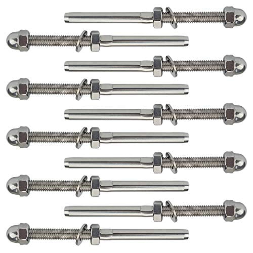 Details about   Hand Swage Tensioner With Lag Screw Kit For 1/8" Cable Railing Stainless Steel 