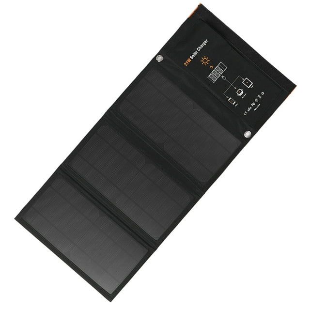 Yeacher 21W Foldable Solar Waterproof Sun Power Panel Dual USB Ports Portable Power Source for Cell Phone Tablet PC Bank Power
