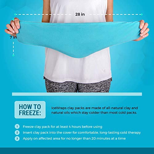 ICEWRAPS 7"x28" Neck and Shoulder Reusable Ice Pack with Soft Fabric Cover - Extra Long Flexible Cold Therapy Wrap for Injuries, Swelling, and Chronic Pain Relief