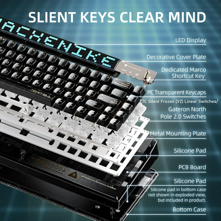 Machenike KT68 Pro 65% RGB Wireless Compact Mechanical Gaming
