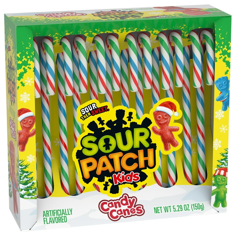 SOUR PATCH KIDS Holiday Candy Canes, 5.29 oz (12 Candy Canes 