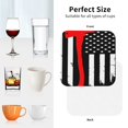 thumbnail image 6 of Honeii Firefighters USA Flag print Leather Coaster Set of 4, ideal for safeguarding your furniture from drinks spills and effortless cleanup-Square, 6 of 6