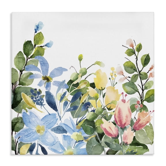 Stupell Industries Leafy Spring Blooms Plants & Flowers Painting Wrapped Canvas Art Print Wall Art, 17 x 17