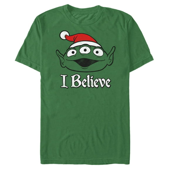 Men's Toy Story Christmas Alien Believe Graphic Tee Kelly Green Small
