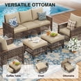 thumbnail image 6 of UDPATIO 5-Piece Outdoor Patio Furniture Set, Outdoor Conversation Set，Wicker Rattan Sofa Set with Ottoman, Garden Conversation Seating Set for Backyard,Brown Wicker Furniture with Khaki Cushions, 6 of 8