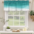 thumbnail image 2 of Ombre Turquoise Waves Curtain Valances for Windows, Kitchen Valance Window Treatments Panel 2 Pack, Abstract Art Gradient Modern Rod Pocket Short Curtains for Bathroom Bedroom 42 x 18 Inch, 2 of 8