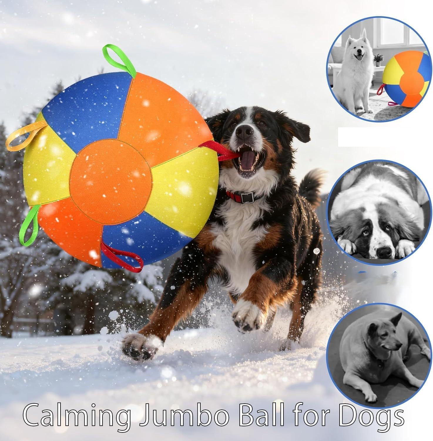 Double-Layer Tear Resistant Herding Ball for Dogs, Inflatable Calming Jumbo Dog Toy with Cover and Pump for Outdoor Exercise (1 Piece Blue)
