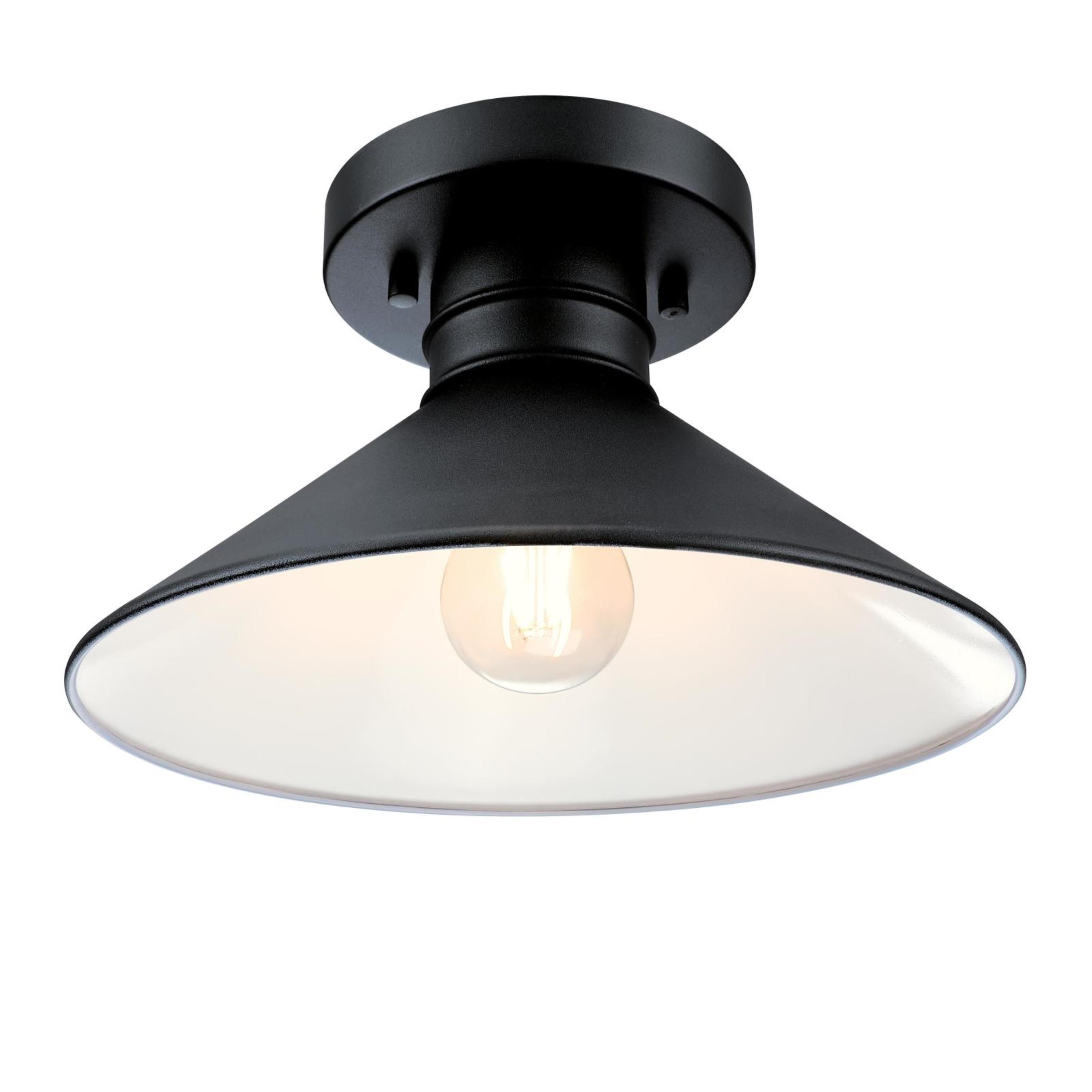 Westinghouse Westinghouse Lighting 6112900 Watts Creek 11 Inch Rustic/Arts & Crafts One-Light Outdoor Semi Flush Mount Ceiling Light, Dark Sky Friendly, Textured Black Finish