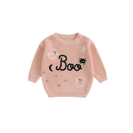 

Mioliknya Halloween Baby Girl Sweater Long Sleeve Letters Ghostr Warm Pullover