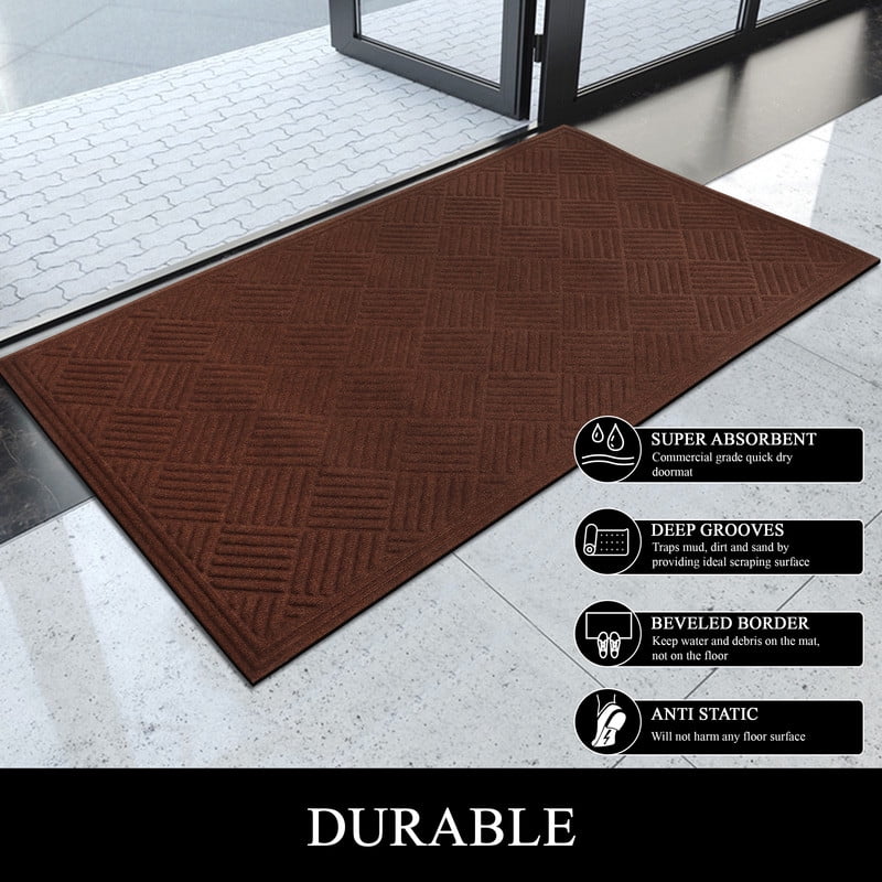 A1HC New Durable and Versatile Polypropylene Rubber Door Mat All Weather Inside Outside Door Mat Easy to Maintain for Entrance Back Doors, Patio, Garage 36" x 60"