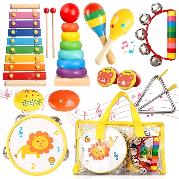 LINXUXIE Musical Instrument for Toddlers, Wooden Musical Toys for Kids, Educational Birthday Gift for 3 4 5 6 7 8 Year Old