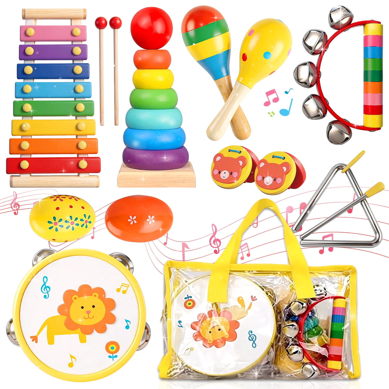 LINXUXIE Musical Instrument for Toddlers, Wooden Musical Toys for Kids, Educational Birthday Gift for 3 4 5 6 7 8 Year Old