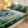 thumbnail image 3 of Erosebridal Boho Heron Bird Zipper Twin Comforter Sets with Fitted Sheet and 2 Pillowcases,Graceful Animals Zipper Bedding Set,Green Teal,Light Gray Reversible,4pcs, 3 of 8