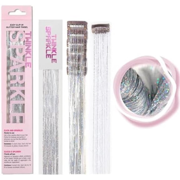 6 count Clip in Hair Tinsel Kit, 19.6 Inch Heat Resistant Glitter Tinsel Hair Extension with Clips , Fairy Hair  Strands Festival  Party Dazzle Hair Accessories for Women Girls  ()
