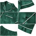 thumbnail image 5 of UVN Pajamas Sets for Women Short Sleeve Button Down Tops and Shorts 2 Piece Outfit Soft Satin Silk Pjs Sleepwear Loungewear, 5 of 8