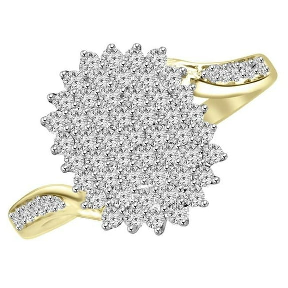MDR140084-5 0.5 CTW Round Diamond Cluster Cocktail Ring in 14K Yellow Gold - Size 5
