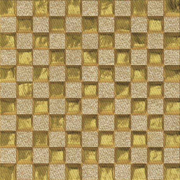 Ahgly Company Machine Washable Indoor Square Transitional Yellow Orange Area Rugs, 8' Square