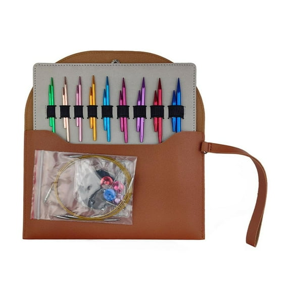 Yammee 9Pairs Circular Knitting Needle Set with Leather Case for Knitting Crocheting