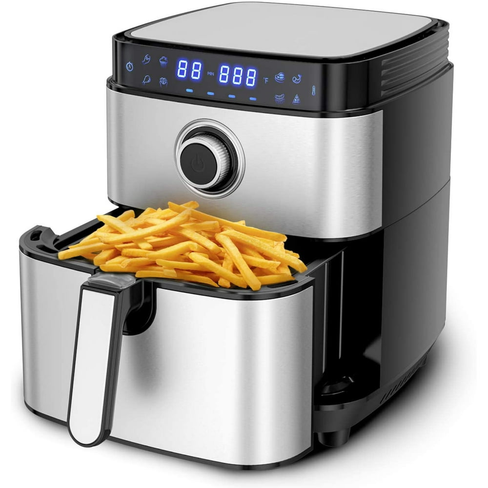 MOOSOO 4.7qt Air Fryer Stainless Steel 8in1 Oilless Air Fryer Oven Cooker LED Temp/Timer