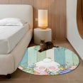 thumbnail image 2 of Round Rug 4Ft Washable Non-Slip, Cute Easter Bunny Circle Area Rugs for Living Room Bedroom, Eucalyptus Leaves Colorful Eggs Wooden Indoor Floor Mats Carpet Runner for Home Decor Aesthetic, 2 of 8