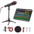 thumbnail image 2 of Kit de Tarjeta de Sonido Muslady SK500 para Karaoke y Transmisiones - Incluye Micrófono, Soporte y Audífonos - Batería Recargable - Color Negro - Conexión Bluetooth y Efectos de Sonido Profesionales, 2 of 7