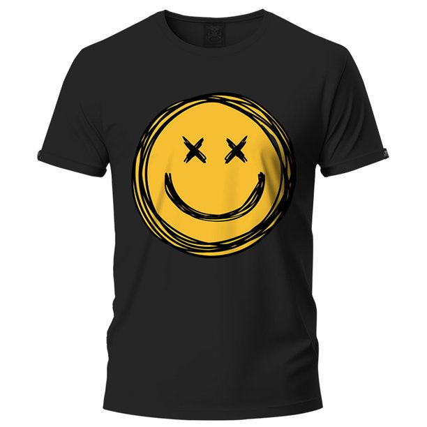 Playera Negra Manga Corta Extra Grande Carita Feliz