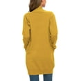 thumbnail image 3 of Aiyino Women Solid Sweater Open Front Long Sleeve Knit Cardigan Casual Sweaters with Pockets,Yellow S, 3 of 6
