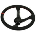 thumbnail image 3 of CCIYU Steering Wheel, 350MM/14inch 3" DEEP DISH 6 Bolt For JDM Sport Racing Steering Wheel Red Stitch PVC Leather Horn Button US Included, Cable, Wrench 14in (Black), 3 of 5