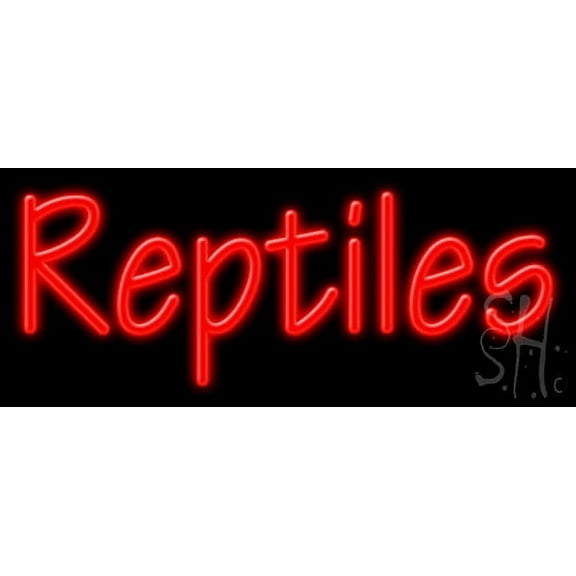 Reptiles LED Neon Sign 10" Tall x 24" Wide - inches Black Square Cut Acrylic Backing, with Dimmer - Premium built indoor Sign for Club, Home décor, Event, Workshop, Storefront.