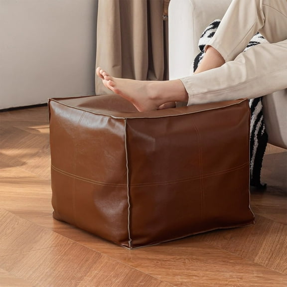 LiUMX 17.7x15.7in Storage Ottoman Footstool | Multi-Functional Lazy Sofa Stool | Gray/Brown Fabric Storage Benches for Clothes, Toys & Shoes | Foldable Organizer with Large Capacity