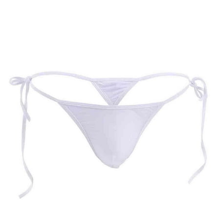 

Juebong Underwear for Men Clearance Under $10.00 New Sexy Elastic Ice Silk Men s Lace-up Underwear Sexy Seamless Breathable Thong T-pants White One Size