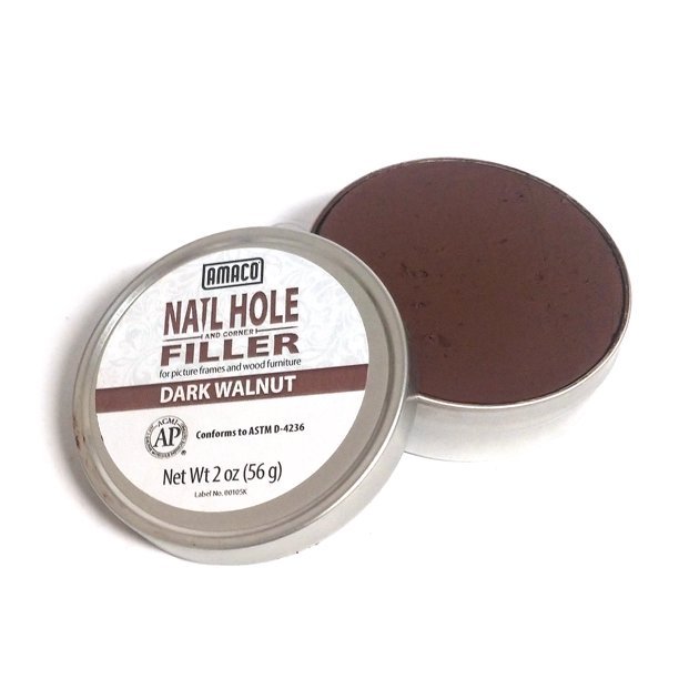 Amaco Nail Hole and Corner Filler for Wood, 2 Oz Tin, Dark Walnut