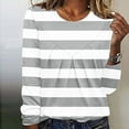 thumbnail image 4 of Neewe Women's Casual Striped Long Sleeve Tops Crew Neck Knit Basic T Shirts, 4 of 6