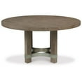 thumbnail image 2 of BenJara Afu 60 Inch Round Dining Table, Metal Stretchers, Wood Pedestal Base, Brown, 2 of 4