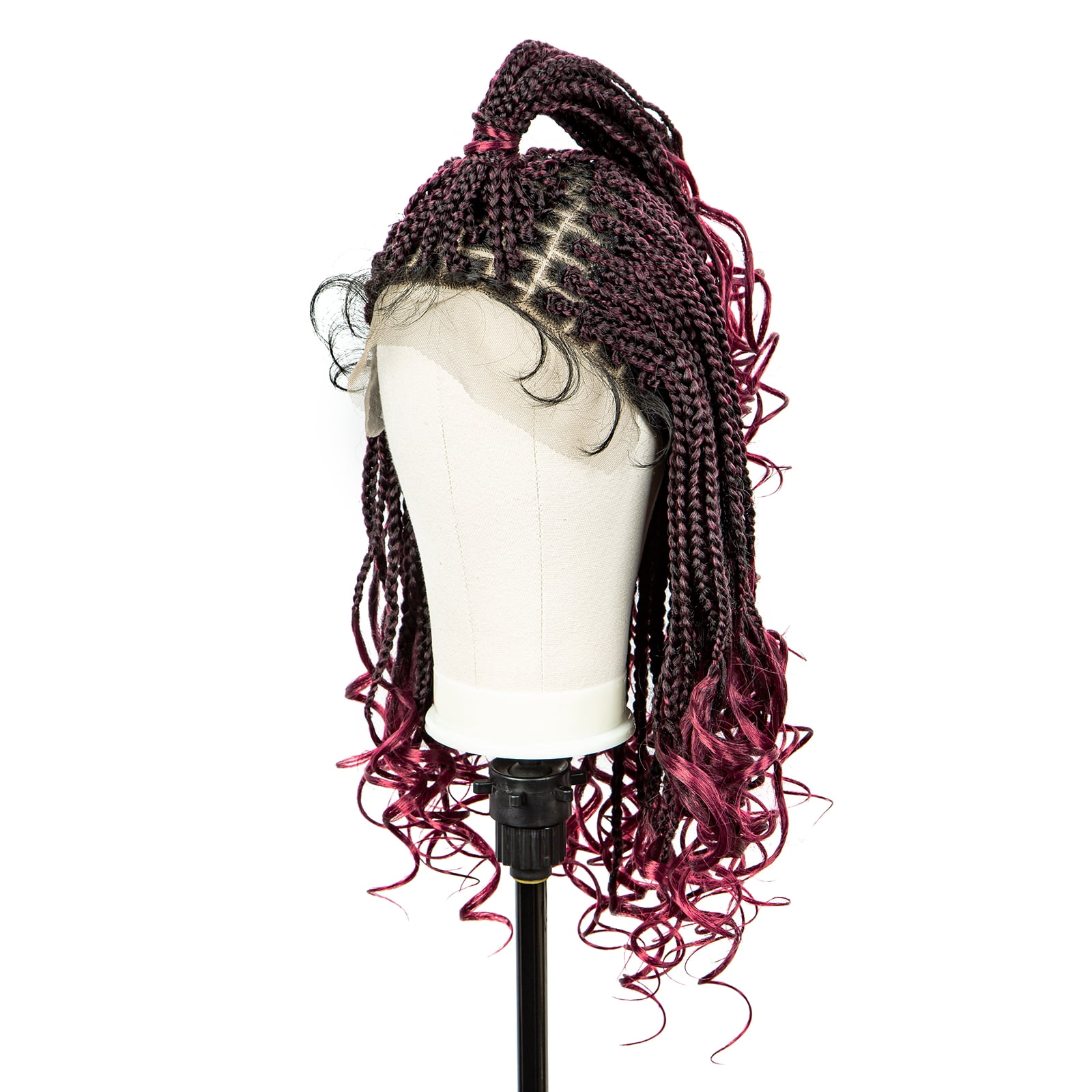 Braided Wigs for Black Women Synthetic Lace Front Wigs Square Knotless Box Braided Wigs Lightweight Cornrow Braid Braiding Hair Wigs 18 inches (1B/BUG Color)