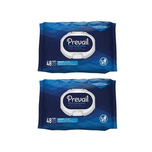 Prevail Adult Washcloths Softpack, 12" x 8", 48 Count - Pack of 2