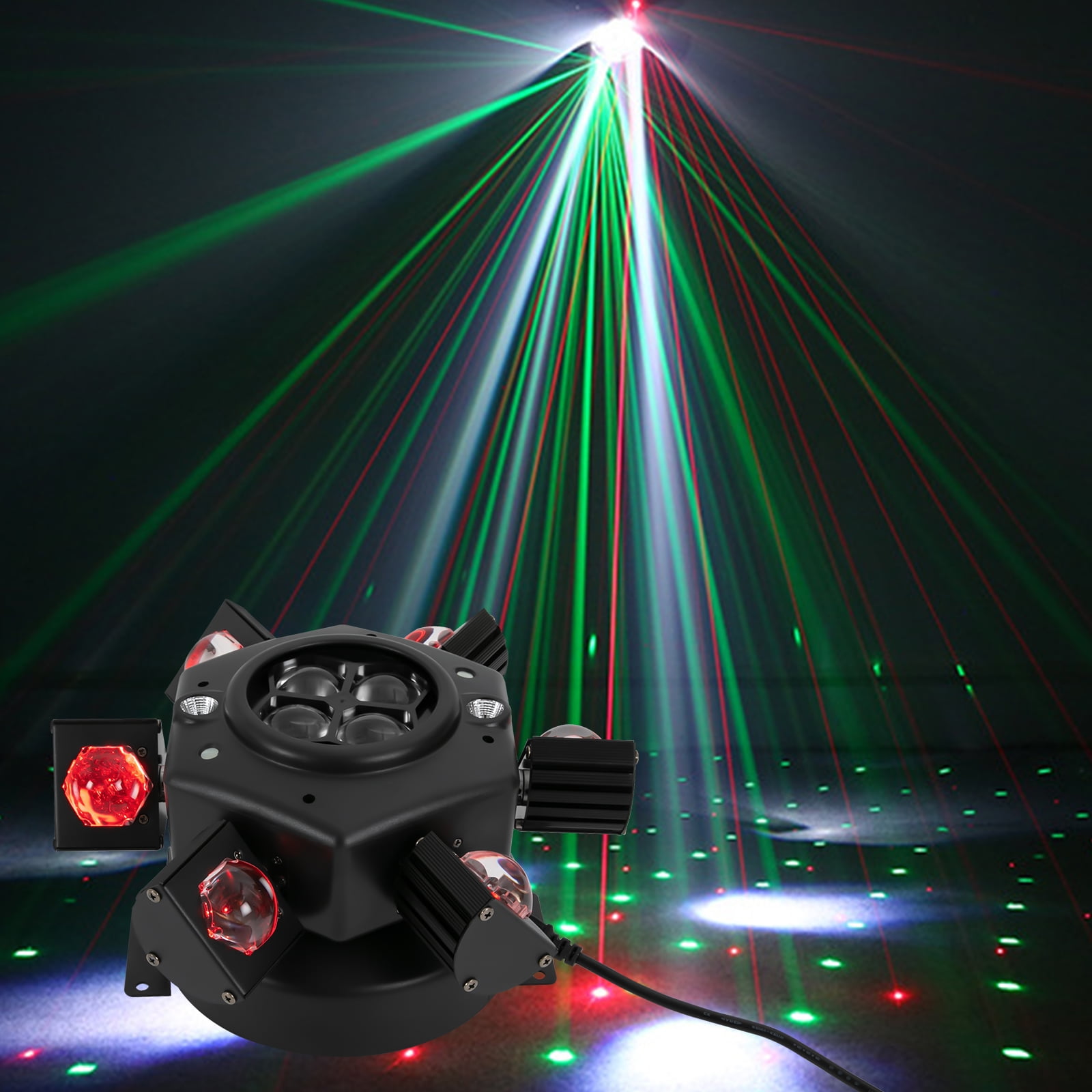 Dynamic Stage Lighting 6 Arm Bee Eye LED Beam Moving Head Laser Light, DMX512, Voice & Auto Control, 150W Power for Parties & Clubs