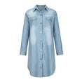 thumbnail image 4 of Dyegold Sundresses for Women Plus Size Summer Denim Shirt Dresses for Womens Short Sleeve Loose Jean Midi Dress Button Down Casual Shift Dress Tunic Top, 4 of 8