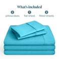 thumbnail image 3 of Bare Home Premium 1800 Collection 5-Piece Bed Sheet Set, Split King, Aqua, 3 of 11