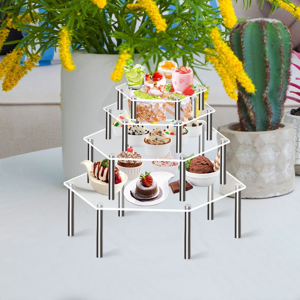 Acrylic Cake Display Board Hexagon Cake Edge Smoother Tray Dessert Display Shelf