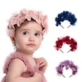 thumbnail image 3 of Baby Girls Flower Cluster Headband Soft Lace Cloth Floral Head Wear for Wedding Party Cute Flower Hair Band for Toddlers Flower Girls,Cyan, 3 of 6
