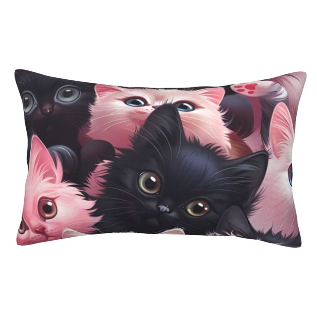 Balery Cute Kittens Group Portrait Funda de Cojín Estampada, Regalos para Mujeres, Regalos de Amor para Ella, Regalos para Novia o Esposa, Funda de Almohada-14"x20"