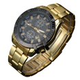 thumbnail image 1 of Reloj de pulsera clásico de cuarzo con correa de aleación y esfera redonda para hombre, reloj de pulsera de negocios a la moda (dorado + negro), 1 of 2