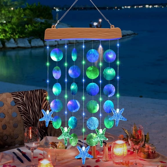 Ceevoo Solar Wind Chimes for Outside, Birthday Gifts for Women Mom Grandma, Waterproof Solar Powered Outdoor Lights for Patio Garden Porch Yard Outdoor Decorations, Blue & Green