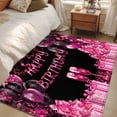 thumbnail image 4 of Area Rug for Living Room, Happy Birthday Pink Non-Slip Indoor Large Carpet for Bedroom/Dining Room, Gifts Balloons Goblet Glitter Ribbons Black Washable Low-Profile Floor Mat Runner Rugs - 3 x 5 Ft, 4 of 8