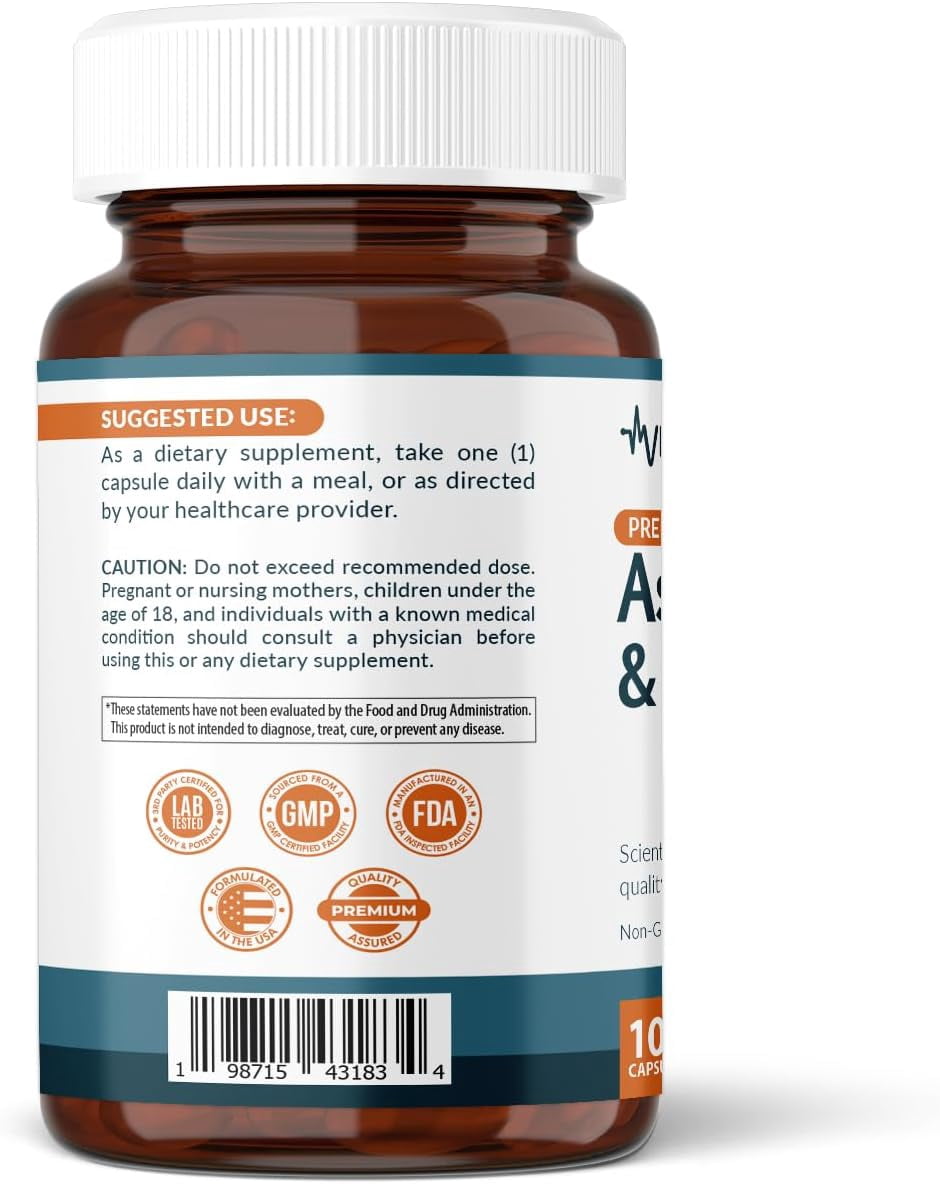Astaxanthin 24mg with Lycopene 50mg Supplement, 100 Vegetarian Capsules, Non-GMO, Gluten Free
