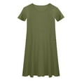 thumbnail image 5 of Spazoro Toddler Girls A-Line Dress, Solid Color Round Neck Casual Short Sleeve Princess Dresses for Child Girls Green Size 13 T, 5 of 6